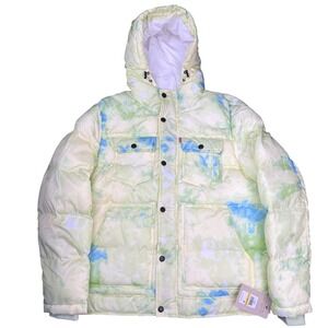 Levi's Hooded Puffer Jacket Tie‎ Dye Print High Loft Insulation Size Medium NWT
